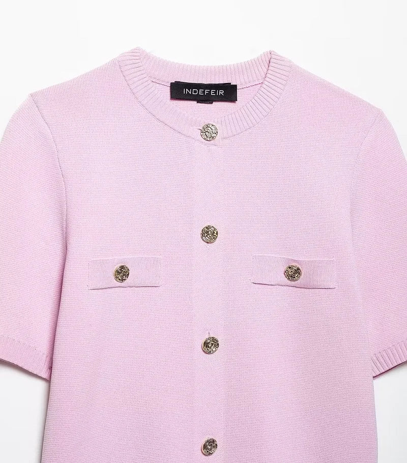 HANY Pink Crop Knit Cardigan for Women