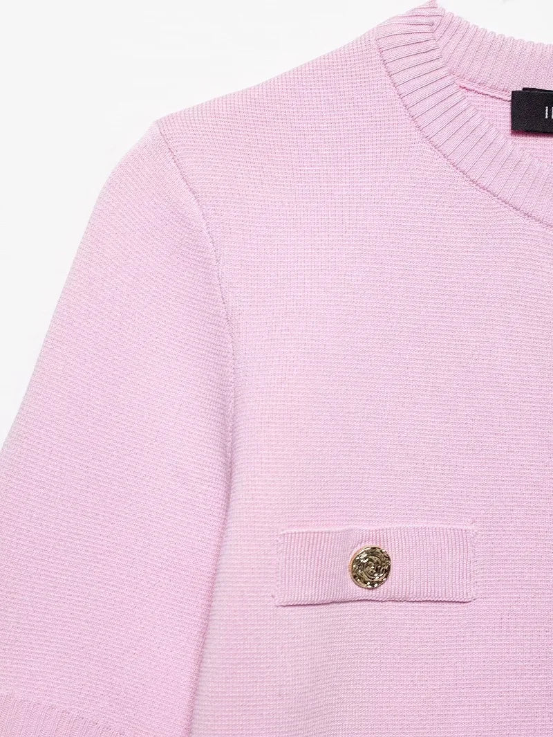 HANY Pink Crop Knit Cardigan for Women
