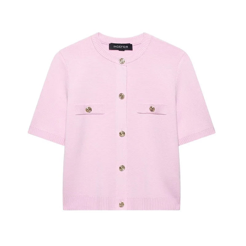 HANY Pink Crop Knit Cardigan for Women