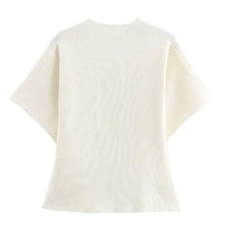 HANY Cropped Cardigan Woman White Knitted