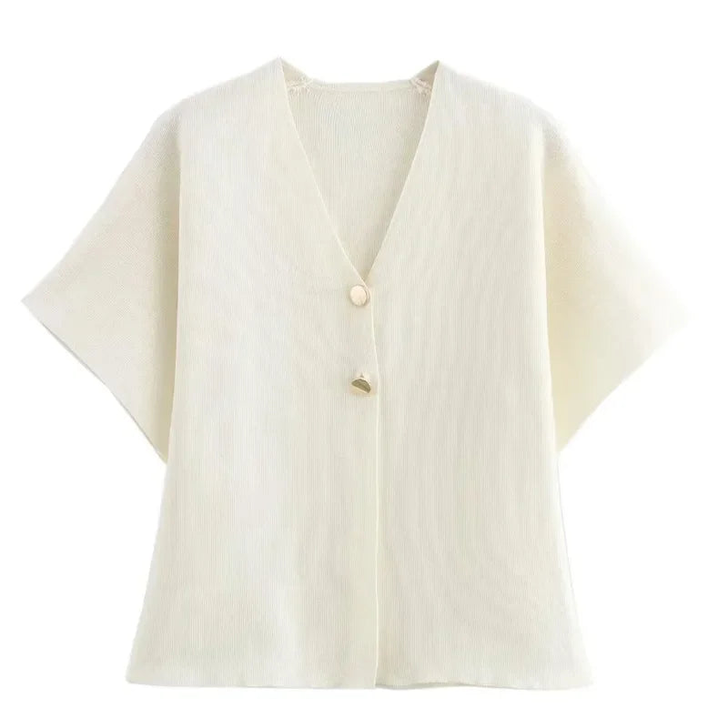 HANY Cropped Cardigan Woman White Knitted