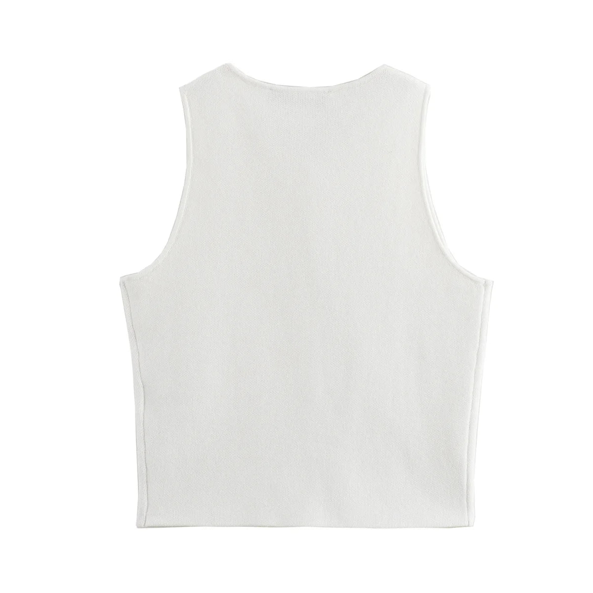 HANY White Knit Crop Top Women Button Short