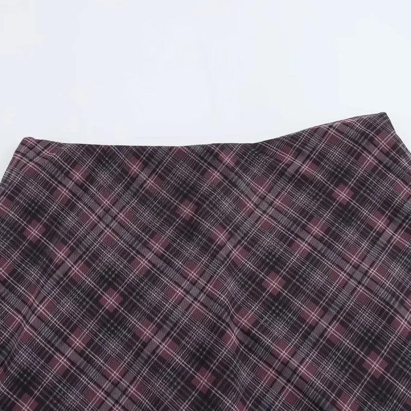 HANY Plaid Tulle Long Skirts Spring Vintage Layered