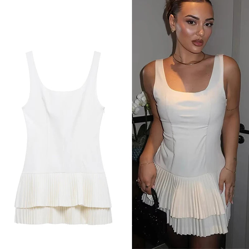 HANY Pleated Short Dresses Jumpsuit Ruched Backless