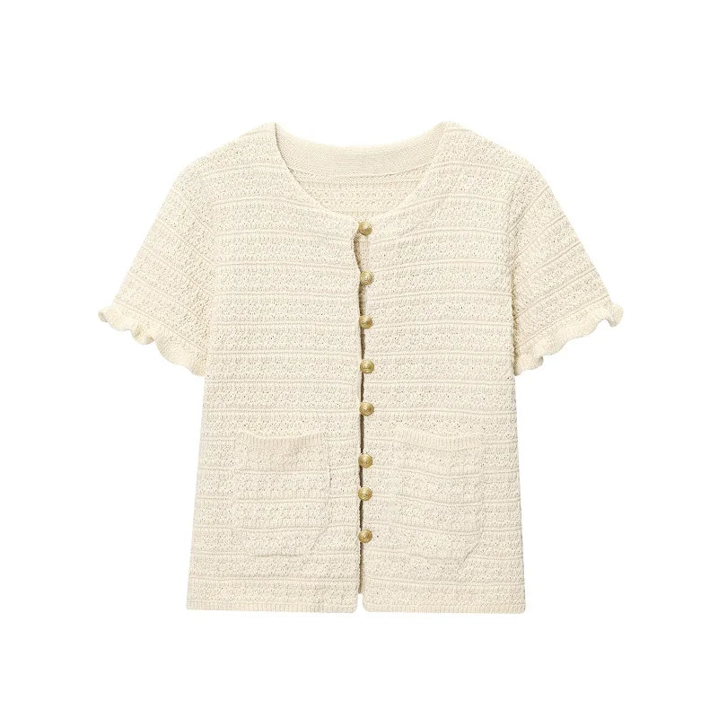 HANY Pink Knit Tops Woman 2025 Knitted Cropped Cardigan