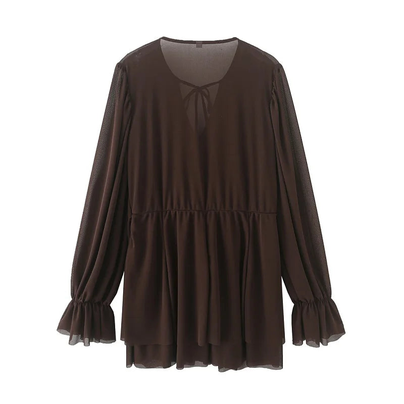 HANY Pleated Ruffle Mini Dress Woman