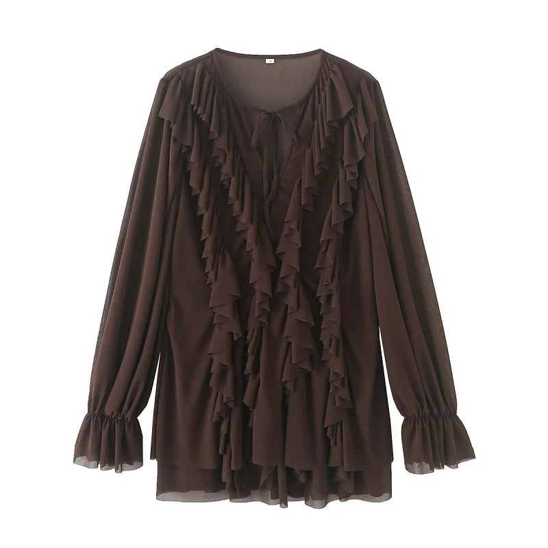 HANY Pleated Ruffle Mini Dress Woman