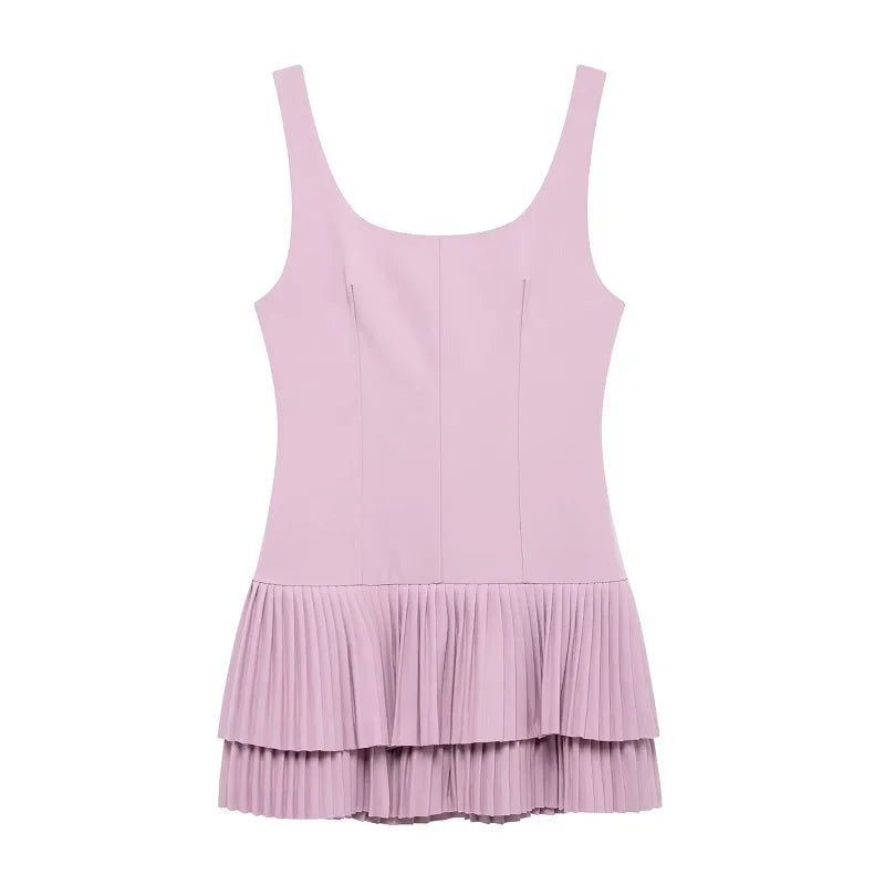 HANY Pleated Short Dresses Jumpsuit Ruched Backless