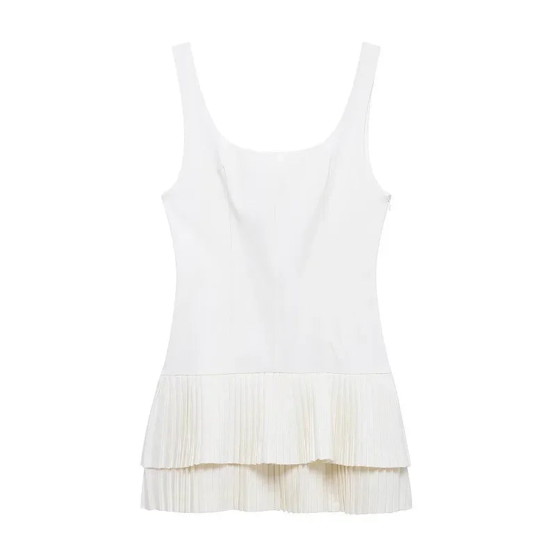 HANY Pleated Short Dresses Jumpsuit Ruched Backless