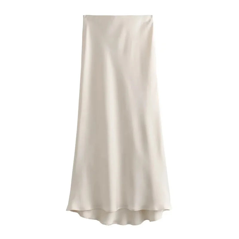HANY Satin Skirt Women High Waist Long Skirts